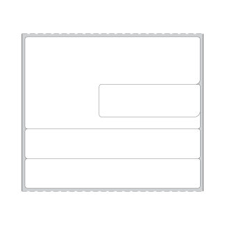 DT LABEL 3 13/16" x 3 5/16" w/ 2 SECONDARY LABELS.  ROLLED.