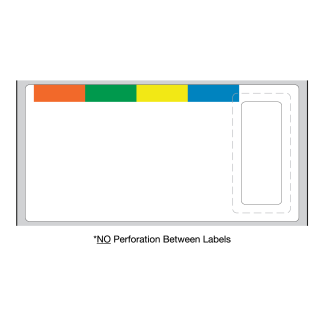 DT LABEL 4 1/8" x 2 1/8" - TIME PASS INTERNAL LABEL w/ REORDER TAB,  NO PERF. ORANGE/GREEN/YELLOW/BLUE. (SKU #5966)